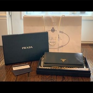 Prada leather wallet on a chain